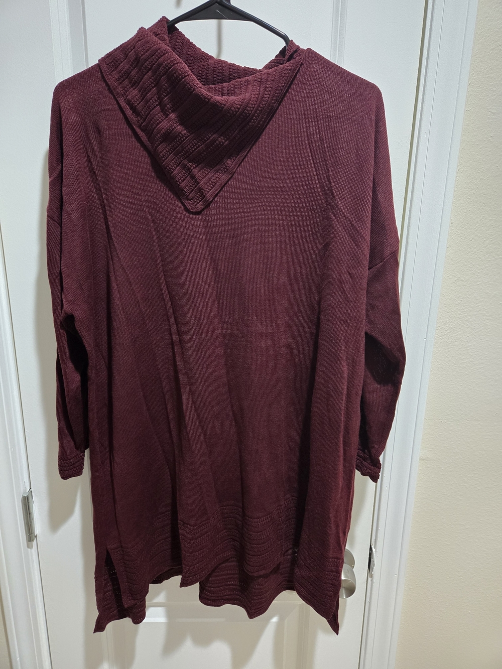 Cato Women's Cowl Neck Sweater Tunic in Burgundy